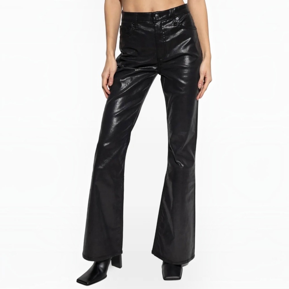 Rag & Bone The Dahlia Mid-Rise Flare Black Coated Jeans Size 29 NEW